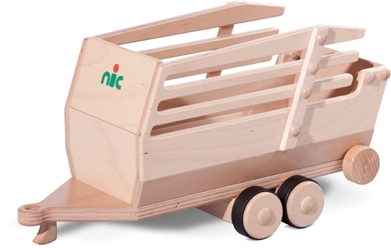 Houten dubbel-assige laadwagen, speelgoed lanbouwvoertuig.