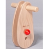 Guidon pour porteur en bois avec un bouton rouge verrou.