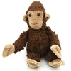 Een knuffel aap, zittend, in donker bruine bio katoen.