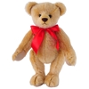 Teddy Bear mohair Nostalgie gold 30 cm standing with big red bow.