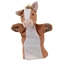 Bruine handpop paard in katoen, met manen in imitatiebont.